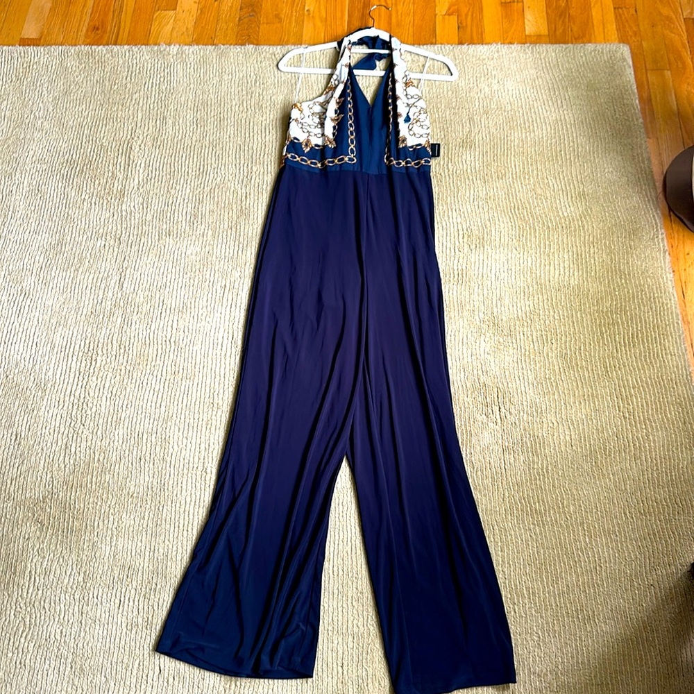 Adrianna Papell navy jumpsuit. Size 10. New with tags.